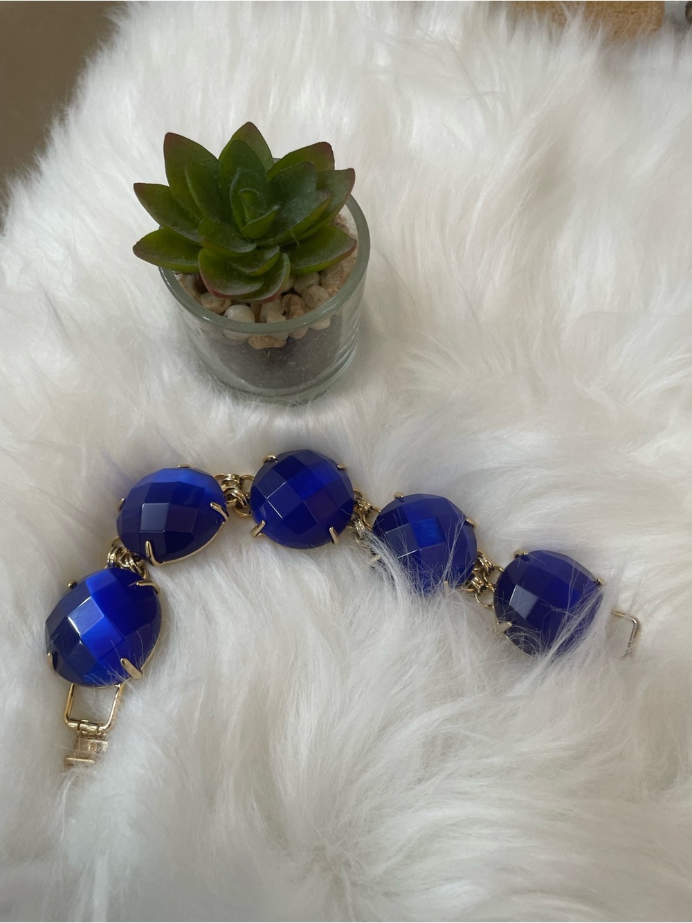 Kendra Scott Cobalt Blue Faceted Stone Bracelet